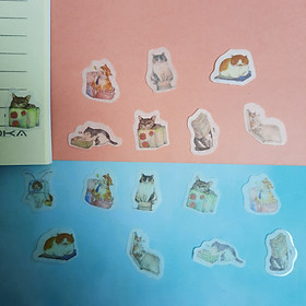 Bộ 32 Sticker Hình Dán Mini Mèo Vàng