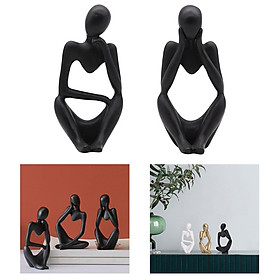 Thinker Sculpture Figurine Home Statues Modern Bookcase Decor 2Pcs