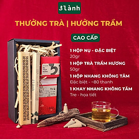 Bộ Quà Tặng Thưởng Trà Hưởng Trầm 3 Lành Lễ Tết 2025 Giáng Sinh Mong An Yên Tài Lộc Phúc Lành - Thưởng Trà - Hưởng Trầm (Cao Cấp)
