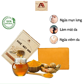 Xà bông tắm Nghệ - Mật Ong An An | 100% Thiên  Nhiên |Diệt Khuẩn, Ngừa Mụn Lưng, Dưỡng Da Tự Nhiên|