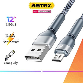 Cáp Sạc Nhanh Micro USB Chính Hãng Remax RC-124m Dòng Sạc Tối Đa 2.4A Truyền Dữ Liệu Dài 1M - Hàng Chính Hãng