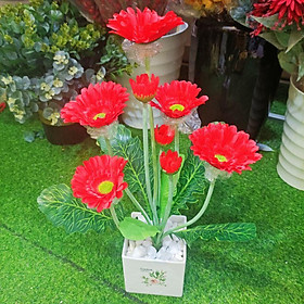 Mua Cụm hoa đồng tiền vải lụa phủ nhung cao 50cm-Cây hoa giả trang trí nội thất  decor -Hoaluaminhhoa