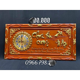 Mua Tranh đồng hồ treo khắc chữ cha mẹ bằng gỗ hương đỏ kt 41×81×3cm