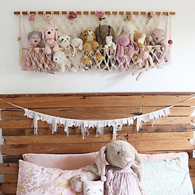 Giỏ treo thú bông trang trí macrame độc đáo