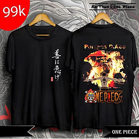 ️️Áo Thun In Hình D.Ace One Piece 2 Mặt Áo Đen Cực Ngầu, Cực Đẹp