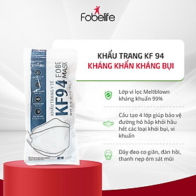 Khẩu Trang KF94 Khẩu Trang Y Tế 4 Lớp Fobe Ngăn Ngừa Vi Khuẩn Bảo Vệ Sức Khỏe ( Giao màu ngẫu nhiên )