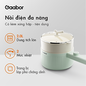 Mua Nồi nấu lẩu điện đa năng 2L Gaabor EC-20M01A công suất 600W nồi lẩu hấp điện đa năng vân đá chống dính kèm xửng hấp - Hàng chính hãng