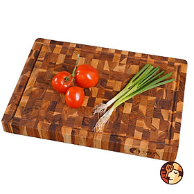 Thớt gỗ Teak Chef Studio cao cấp hình chữ nhật size 25x35x3.5 cm, đa dụng,  bền đẹp không mùn không mối mọt