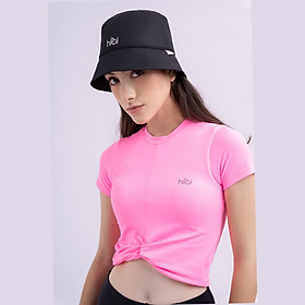 Áo croptop tập Yoga Gym Hibi Sports có tay CR816 kiểu xoắn nơ, Kèm mút ngực - HỒNG - XL