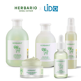 Bộ 5 cho da dầu, mụn từ rau má & diếp cá Herbario Nước tẩy trang 300ml +