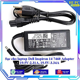 Sạc cho laptop Dell Inspiron 14 7460 Adapter 19.5V-2.31A 19.5V-3.34A - Kèm Dây nguồn - Hàng Nhập Khẩu