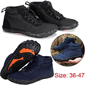 Giày đi bộ đường dài mùa đông sang trọng đôi giày cao đến mắt cá chân mùa đông cho nam giới giữ giày bông ấm cỡ 36-47 giày thể thao Color: Black Shoe Size: 42