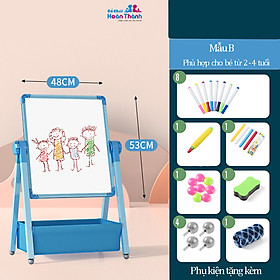 Bảng vẽ trẻ em hai mặt có từ tính, xoá dễ dàng, không bám bụi,phù hơp cho bé từ 2-6 tuổi - B cơ bản xanh