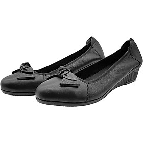 Giày Đế Xuồng 3cm Da Bò Thật Cực Mềm Đẹp Đơn Giản Sang Trọng, Cổ Chun Ôm Chắc Chân 3P0316