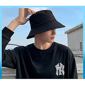 Mũ nón Bucket trơn nam nữ màu đen phong cách Hàn Quốc - nón tai bèo ullzang