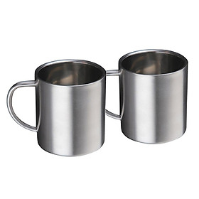 Set of 2, Stainless Steel  Coffee Mugs  Cups 300ml/10oz