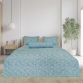 Bộ chăn drap gối Hometex cotton hoa thoáng mát, hoa văn phong phú