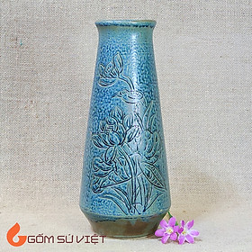 Mua Bình gốm thủ công khắc tay dáng chai S1 - Gốm Bát Tràng