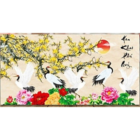 TRANH THÊU CHỮ THẬP 3D HOA KHAI PHÚ QUÝ 76x43cm