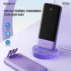 Mua Pin dự phòng 10.000 mAh ROBOT RP - 101L Tích hợp 3 dây sạc Sạc cùng lúc 4 thiết bị Hiển thị đèn LED - HÀNG CHÍNH HÃNG