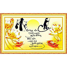 Mua Tranh đính đá-Cha Mẹ-Thương cha xuôi ngược giữa dòng(DF131) chưa đính 75x48cm