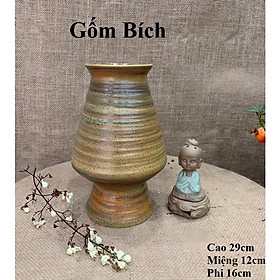 Bình Hoa Lọ Hoa Men Mộc Dáng Ly Ngược Vẽ Tay Gốm Sứ Bát Tràng - Gốm Bích