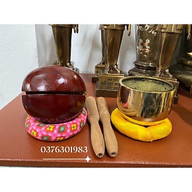 Mua Bộ chuông mõ đồng vàng cho phật tử tại gia 9cm  11 5cm