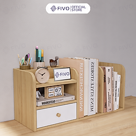 Mua Kệ Sách Gỗ Đẹp Để Bàn FIVO FB26 Cao Cấp Màu Gỗ Và Walnut  Có Hộc  Tiết Kiệm Diện Tích  Bo Góc Thẩm Mĩ