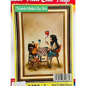 Mua Tranh thêu kín Cô gái chibi MH2191  kích thước 50*72 cm
