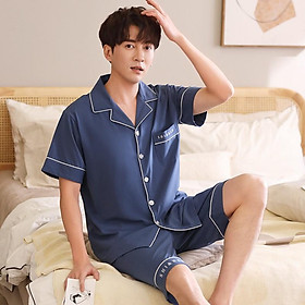 ĐỒ BỘ MẶC NHÀ PIJAMA NAM CỘC TAY, KIỂU DÁNG LỬNG CHẤT VẢI COTTON 100% THOÁNG MÁT, KHỎE KHOẮN