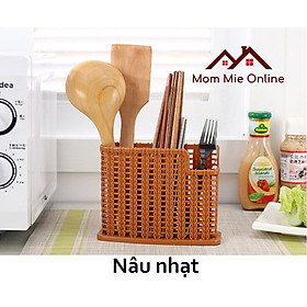 Khay nhựa cắm muỗng đũa giả mây - B136