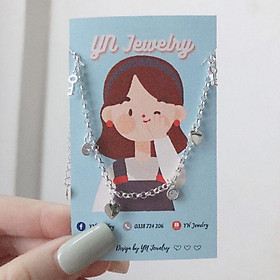 Lắc tay tim bạc phối đá cao cấp  YN JEWELRY SL