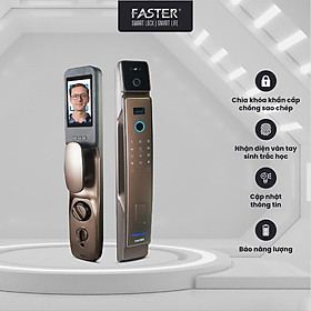 Khóa thông minh FS008FD3D-BS FASTER mở bằng FACE ID, app điều khiển, thẻ nhà, mật mã