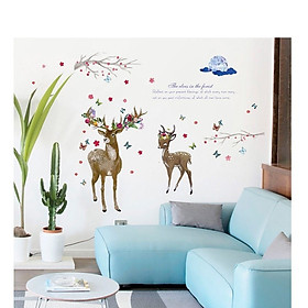 Mua Tranh decal dán tường Phong Thủy con hươu HATI- TDT89