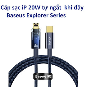 Cáp sạc dành cho iPhone PD20W tự ngắt khi đầy Baseus Explorer Series CATS000001 -Hàng Chính hãng