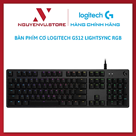 Bàn phím game cơ học Logitech G512 - RGB Lightsync, 3 loại GX Switch, vật liệu cải tiến, cổng USB 2.0 - Gx Blue Clicky - Hàng chính hãng