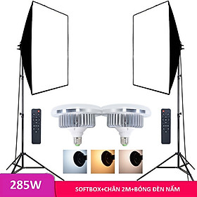 Bộ softbox bóng led nấm 285W kèm chân 2m điều chỉnh nhiệt độ màu hỗ trợ ánh sáng cho studio, chụp ảnh