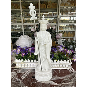 Mua Tượng địa tạng vương bồ tát đứng đài sen đá cẩm thạch trắng - Cao 40 cm