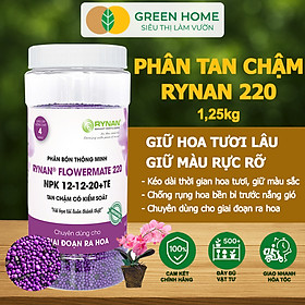 Phân Tan Chậm GreenHome, Rynan 220, Hũ 1,25kg, Dùng Cho Phong Lan Ra Hoa, Giúp Hoa Bền Màu, Cánh Dày