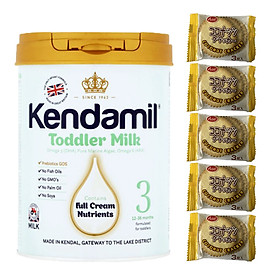 Sữa bột nguyên kem KENDAMIL số 3 TODDLER MILK 900g (cho bé từ 1-3 tuổi) - Tăng sức đề kháng, tăng cân, phát triển chiều cao và trí não - Tặng 5 bánh quy Nhật Bản hiệu Aee