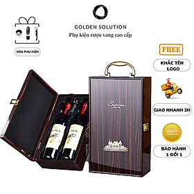 Mua Hộp Rượu Vang  Hộp Đựng Chai Rượu Vang Gỗ Sơn Mài Đôi Cao Cấp (Đen) GDSHRSM2001B0