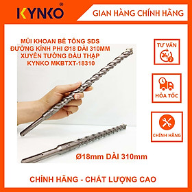 MŨI KHOAN BÊ TÔNG SDS ĐƯỜNG KÍNH PHI Ø18 DÀI 310MM XUYÊN TƯỜNG ĐẦU THẬP KYNKO MKBTXT-18310