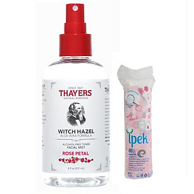 Nước Hoa Hồng Dạng Xịt Thayers Toner Facial Mist Rose 237ml + Tặng 1 bông tẩy trang Ipek