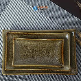 Khay chữ nhật chuyên dùng cho nhà hàng - men gấm vàng hỏa biến đẳng cấp ,sang trọng,sản phẩm by Gomie Ceramic