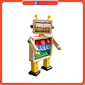 Đồ chơi học tập, Robot học toán và chữ cái - Đồ chơi gỗ Winwintoys