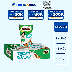 Thùng 48 Hộp Sữa Nestlé MILO A2 MỚI (110ml / Hộp)
