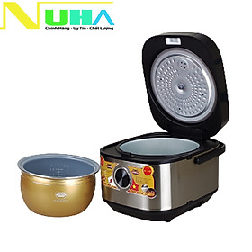 Nồi cơm điện tử lòng niêu 1.8L Ladomax màu bạc, công suất 700W, tráng men chống dính-Hàng chính hãng