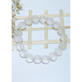 Vòng tay thạch anh trắng nhám kim tiền jewelry - hợp mệnh kim, mệnh thủy - tặng kèm hộp nhung - dây, đá dự phòng