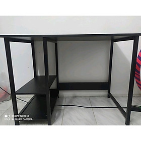 Bàn làm việc liền giá sách BLV20 100x50xCao75cm full phụ kiện ốc vít - chân đen -mặt đen