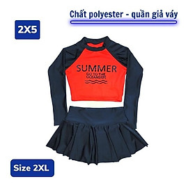Đồ bơi tay dài cho bé gái kín đáo từ 30-50kg - chân váy cạp cao - HN.Store